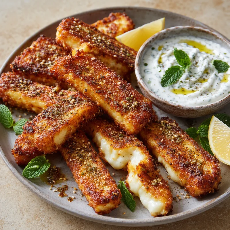 Crispy Halloumi Fries with Za'atar and Lemon-Mint Yogurt