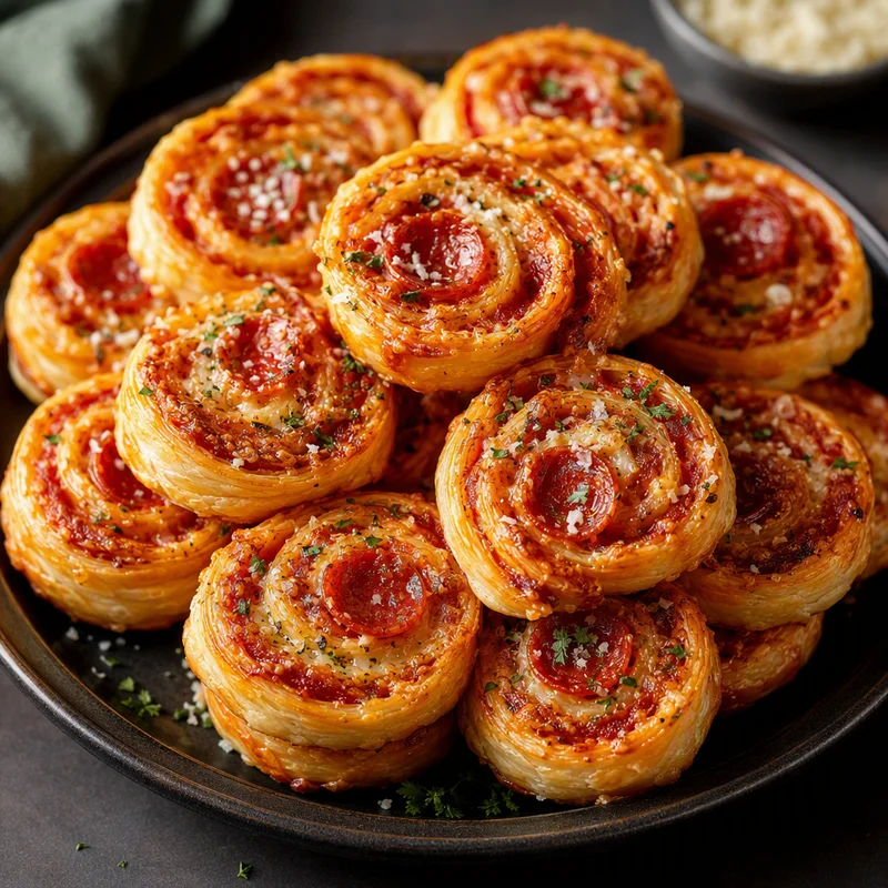 Flaky Pepperoni Pizza Pinwheels with Garlic-Parmesan Butter