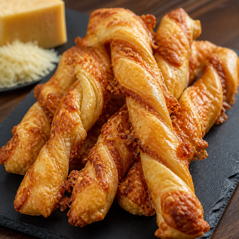 Twisted Rough-Puff Cheese Straws with Aged Cheddar & Parmesan