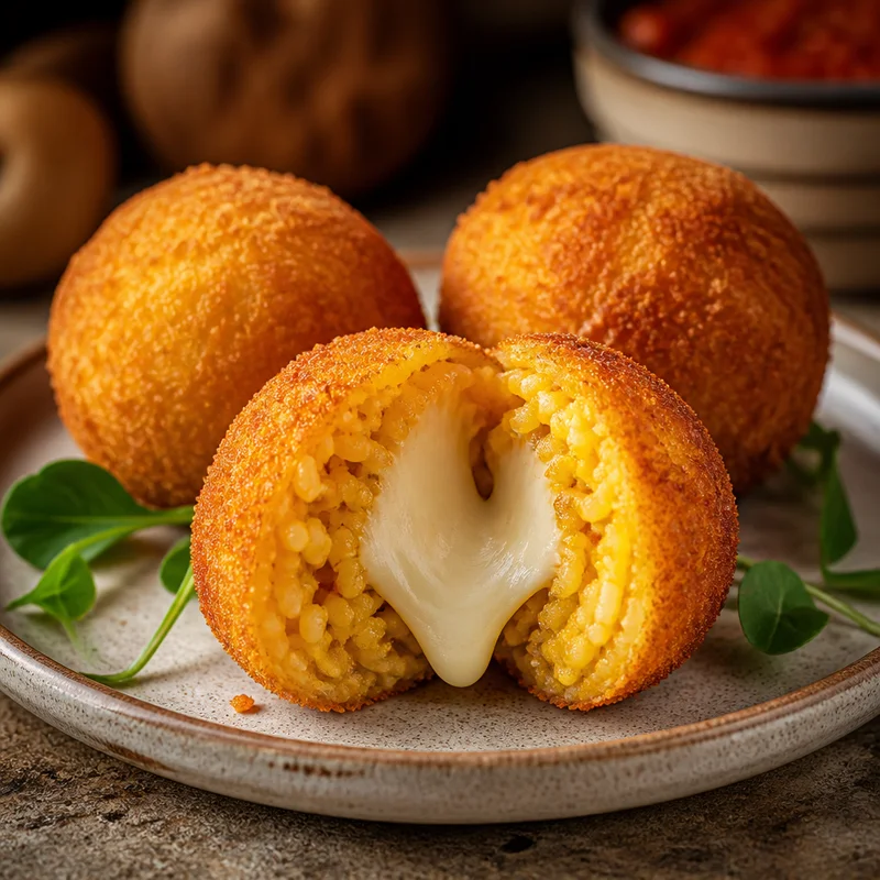 Sicilian Saffron Arancini with Molten Mozzarella