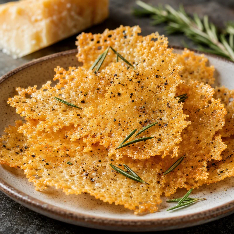 Lacy Parmesan Crisps with Black Pepper & Rosemary