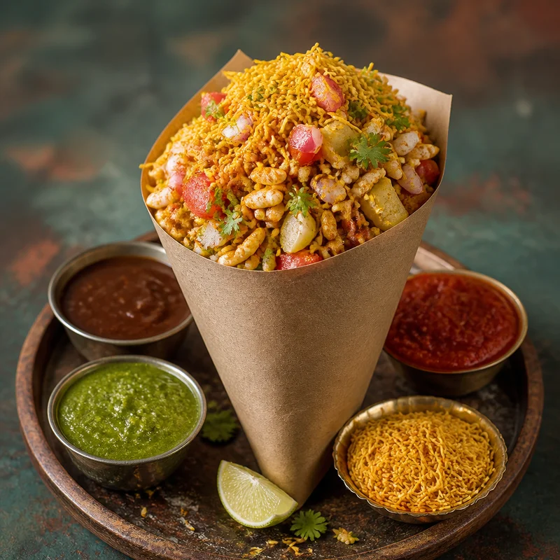 Mumbai Beach-Stand Bhel Puri with Three Chutneys