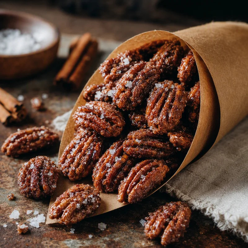 Glass-Shell Candied Pecans with Cinnamon & Flaky Salt