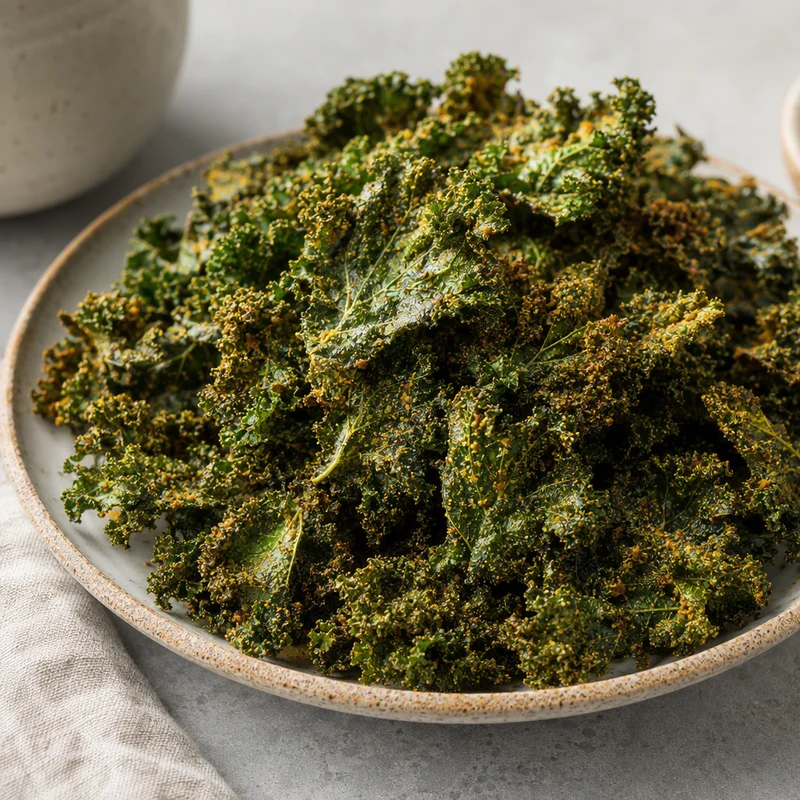Shatter-Crisp Baked Kale Chips with Cheesy Yeast Dust