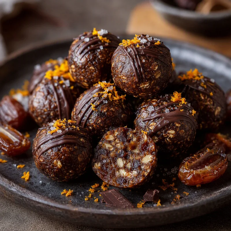 Toasted-Oat Energy Balls with Dates, Almond Butter & Dark Chocolate
