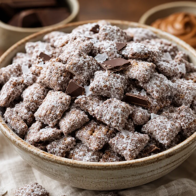 Brown-Butter Puppy Chow with Dark Chocolate & Flaky Salt