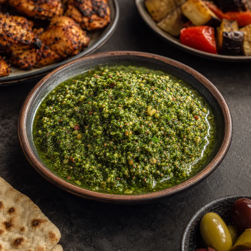 Toasted-Spice Zhoug (Green Chile & Cilantro Hot Sauce)