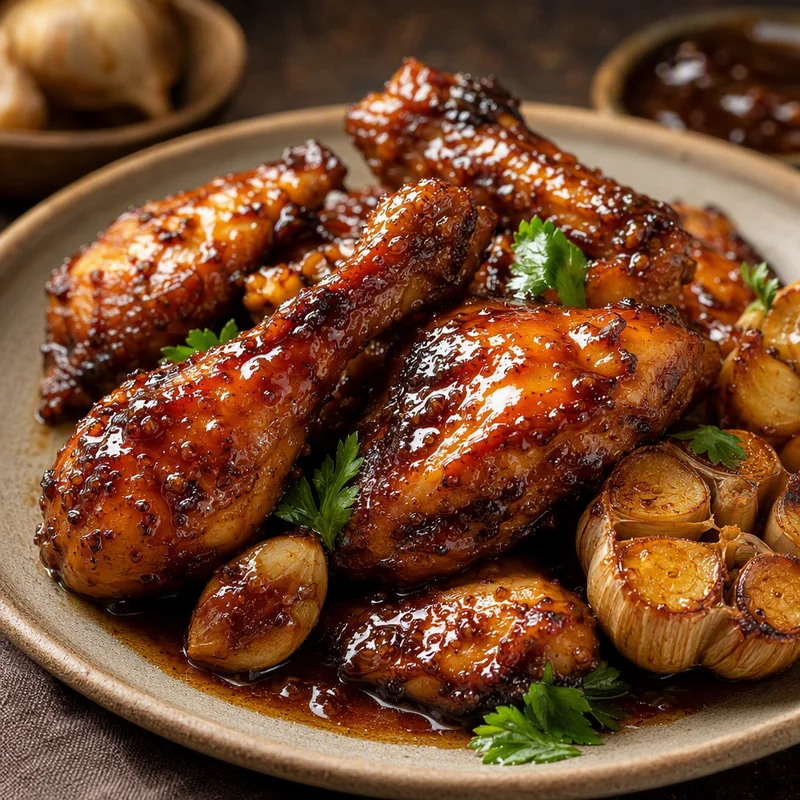 Sticky Honey Garlic BBQ Sauce (Roasted + Fresh Garlic)