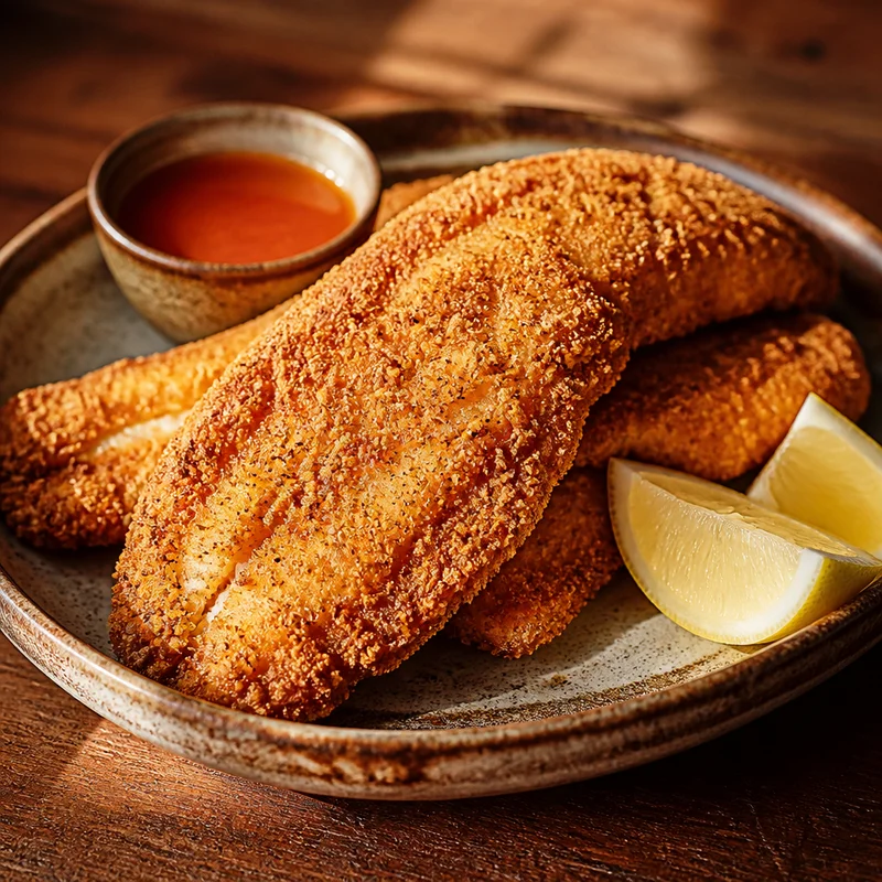 Golden Cornmeal Fried Catfish
