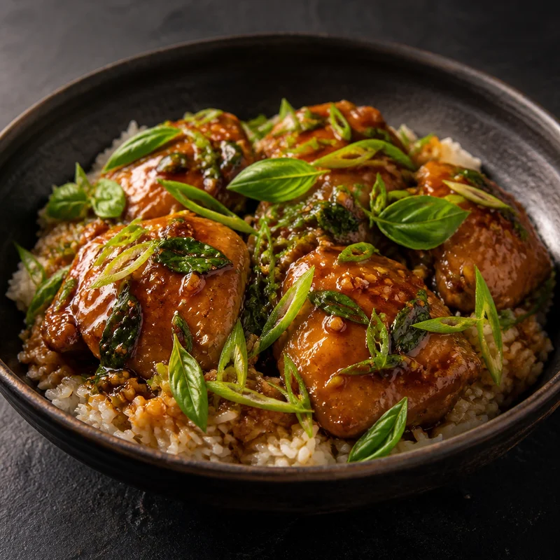Instant Pot Three-Cup Chicken with Ginger and Basil