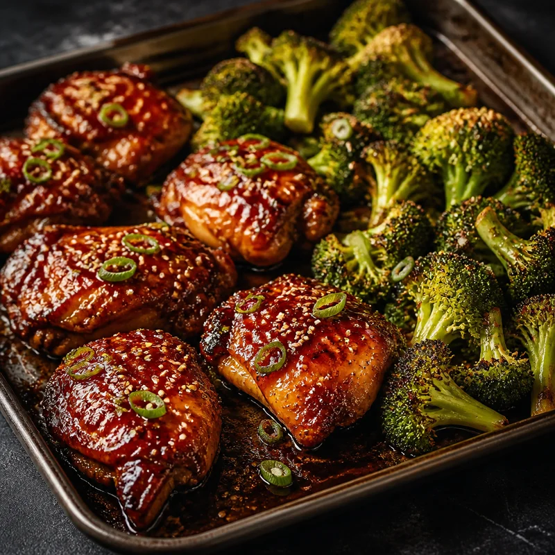 Sheet-Pan Char Siu Chicken Thighs with Broccoli