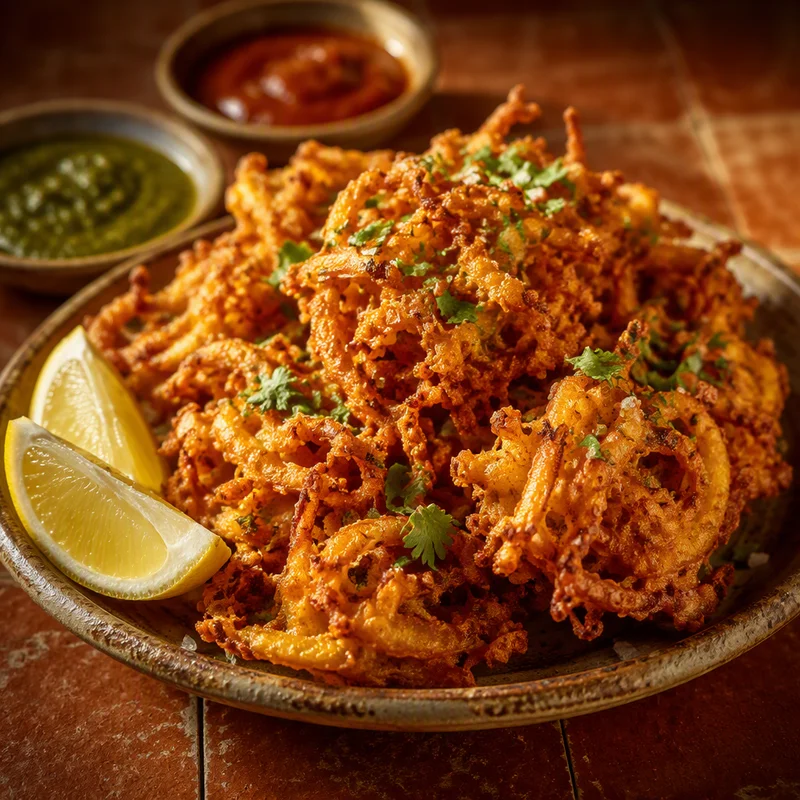 Shatter-Crisp Onion Bhaji with Cumin and Green Chile