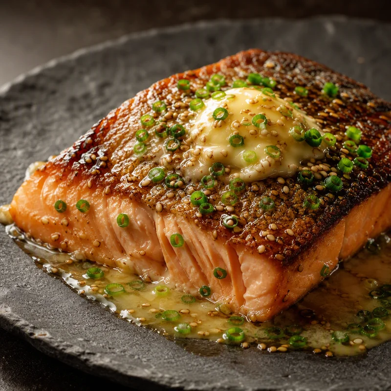 Sous Vide Miso-Butter Salmon with Crisp Skin
