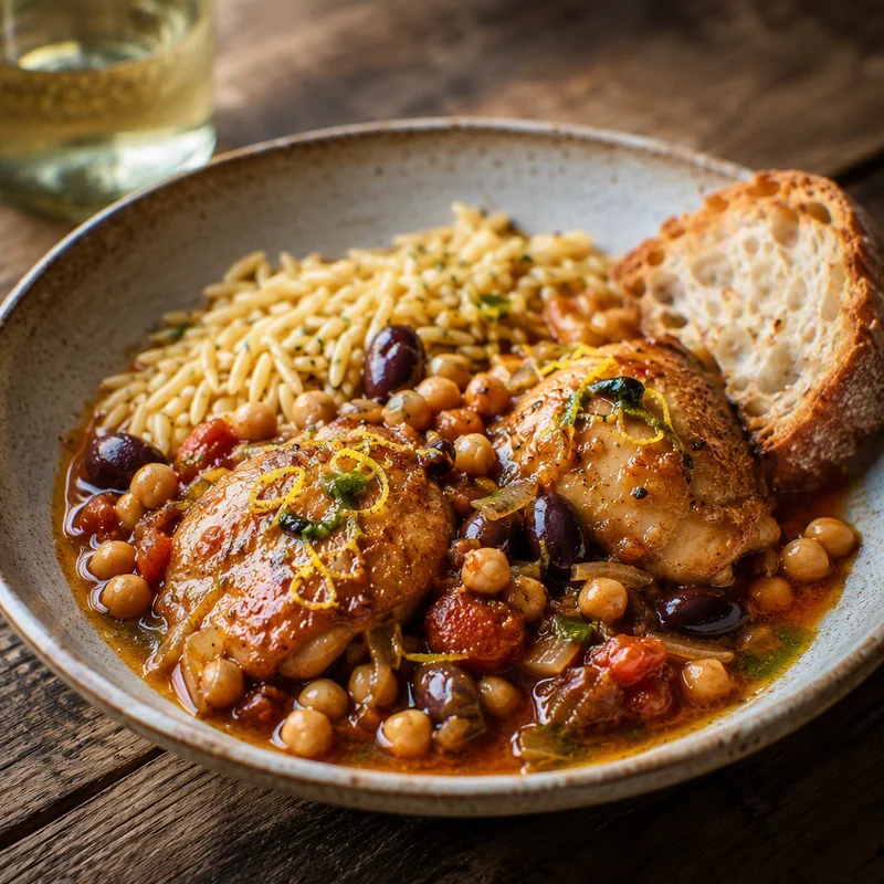 Pressure Cooker Lemon Chicken with Chickpeas & Olives