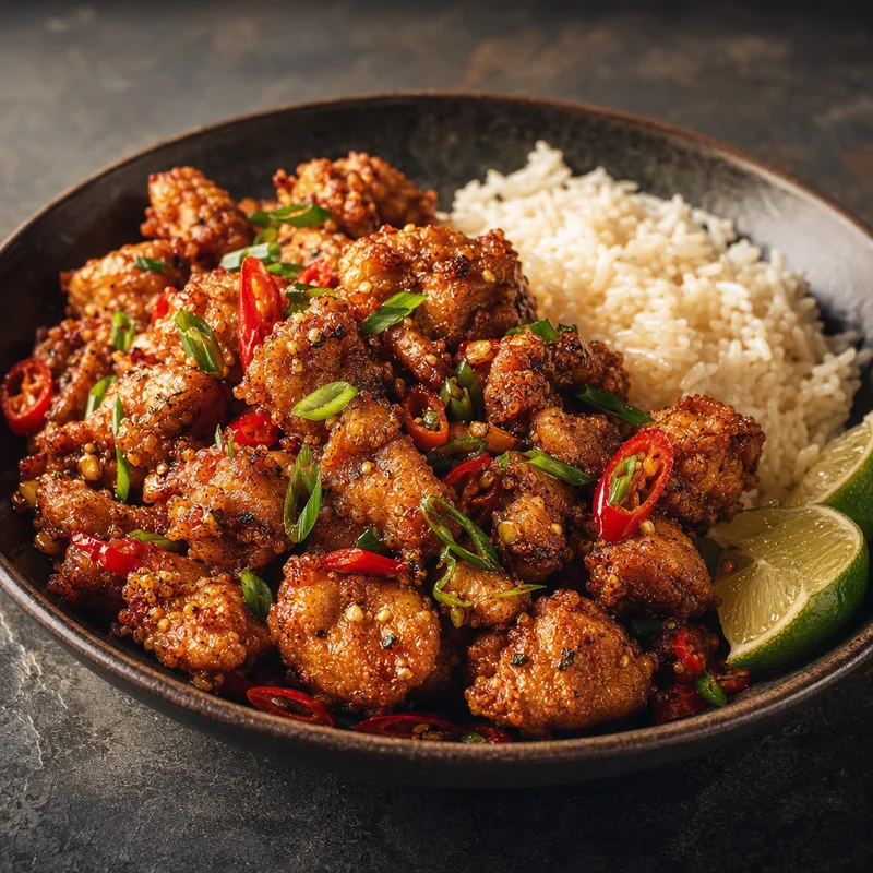 Crispy Salt and Pepper Chicken with Chile and Scallion