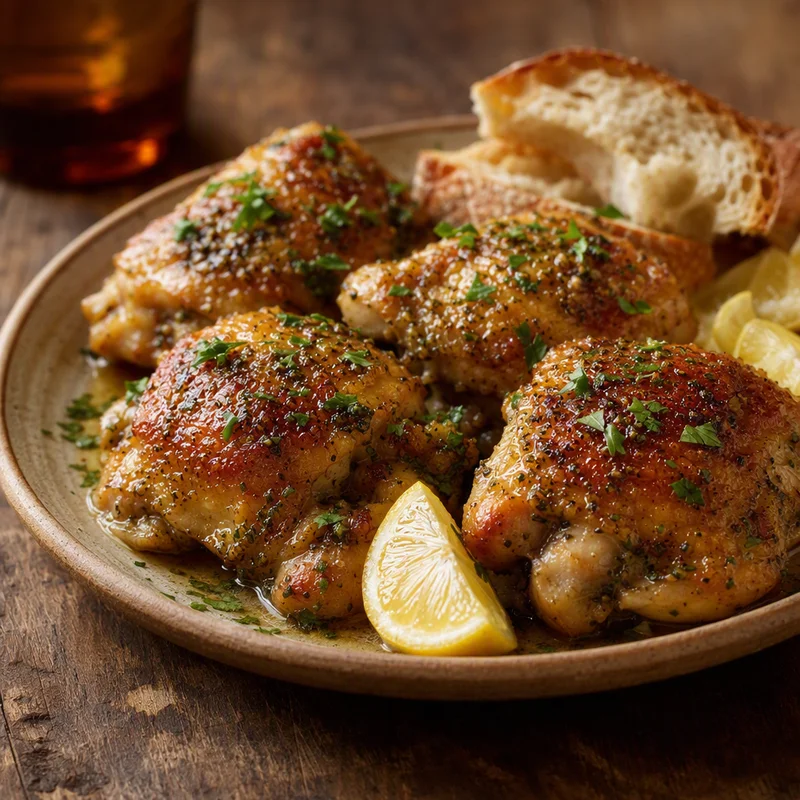 Sous Vide Lemon-Oregano Chicken Thighs with Crackling Skin