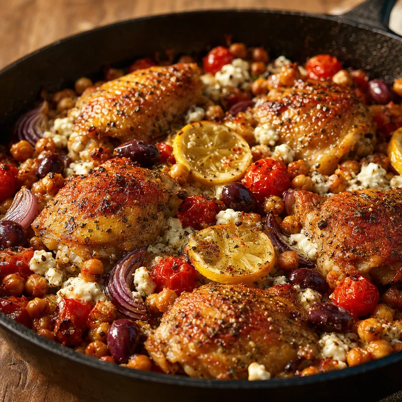 Sheet-Pan Lemon-Oregano Chicken with Crispy Chickpeas