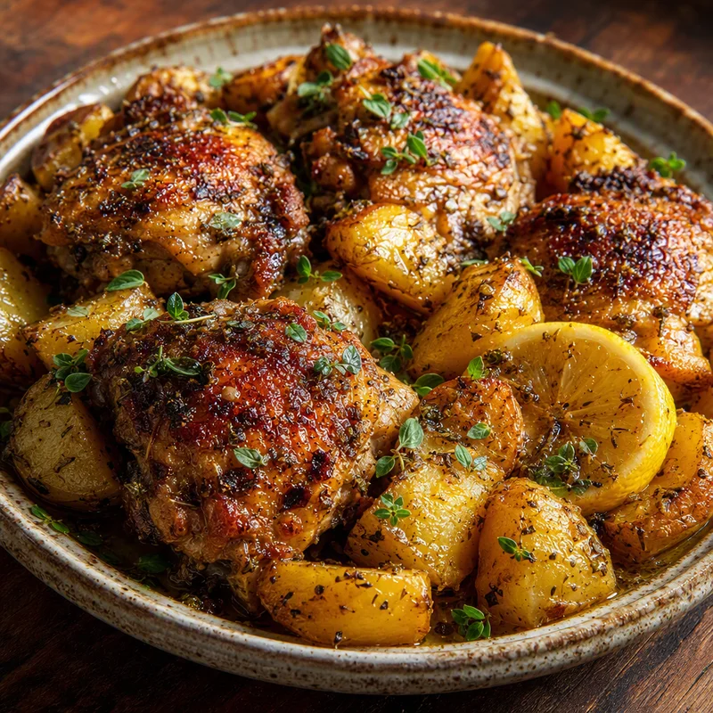 Air Fryer Greek Lemon Chicken & Potatoes
