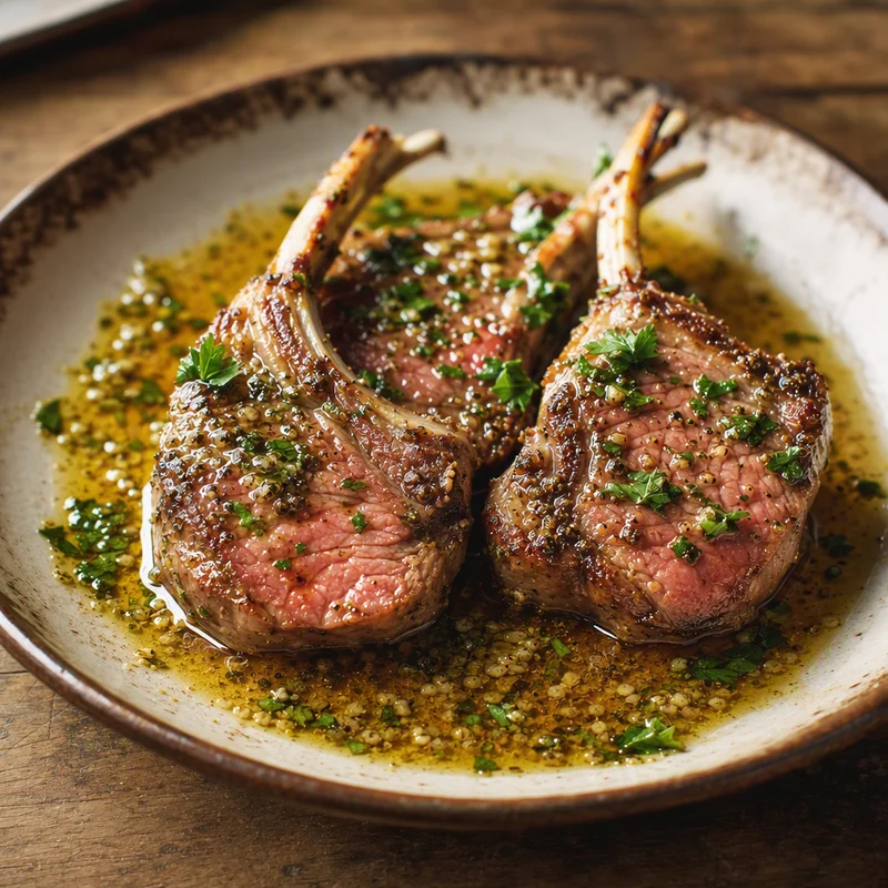 Sous Vide Lamb Chops with Lemon-Oregano Dressing