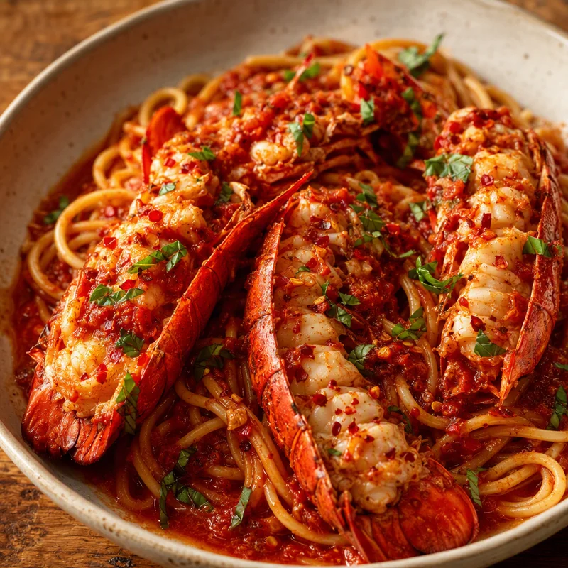 Lobster Fra Diavolo with Shell-Infused Chili Tomato Sauce