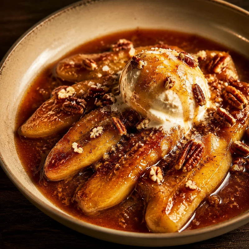 No-Flambé Bananas Foster with Brown Butter Rum Caramel