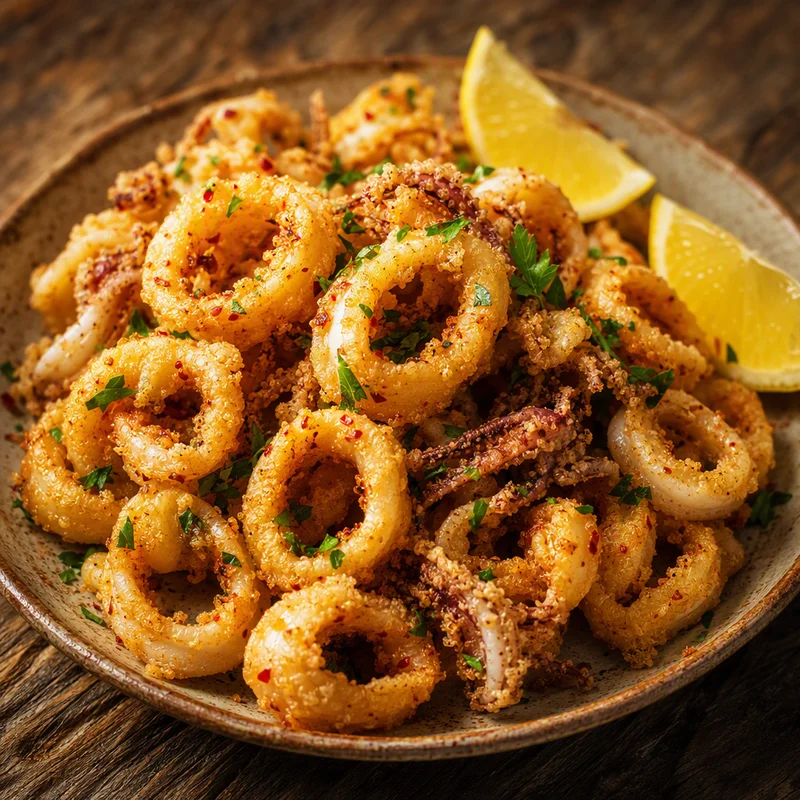 Crispy Fried Calamari with Lemon & Chili Salt