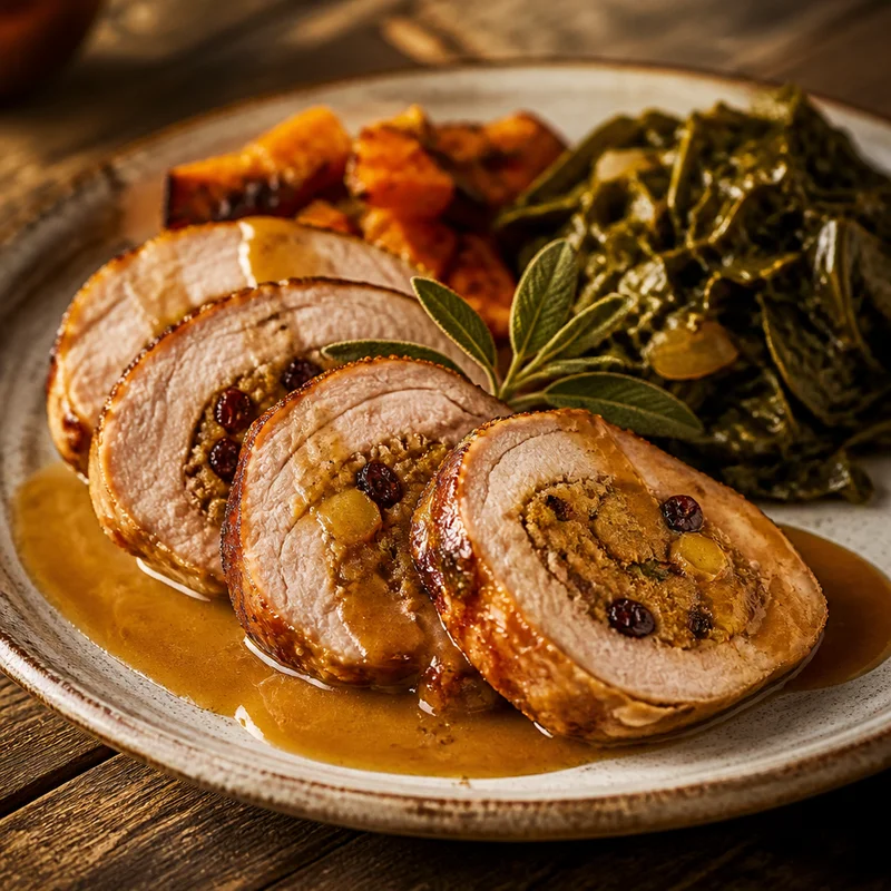 Apple-Raisin Stuffed Pork Tenderloin
