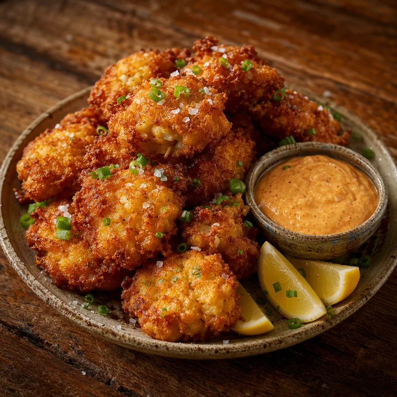 Cornmeal Fish Fritters with Tangy Comeback Sauce