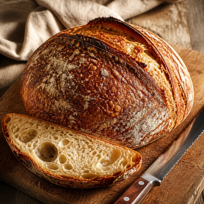 Overnight No-Knead Sourdough Boule