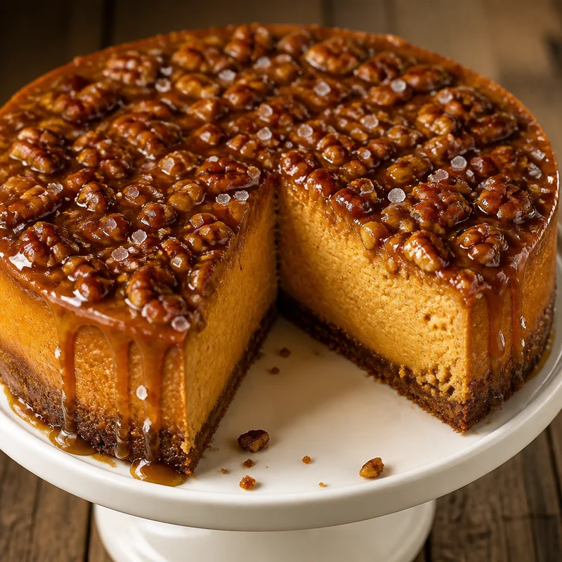 Pumpkin Pecan Praline Cheesecake