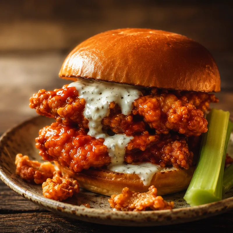 Crispy Buffalo Chicken Sandwich with Buttermilk Ranch