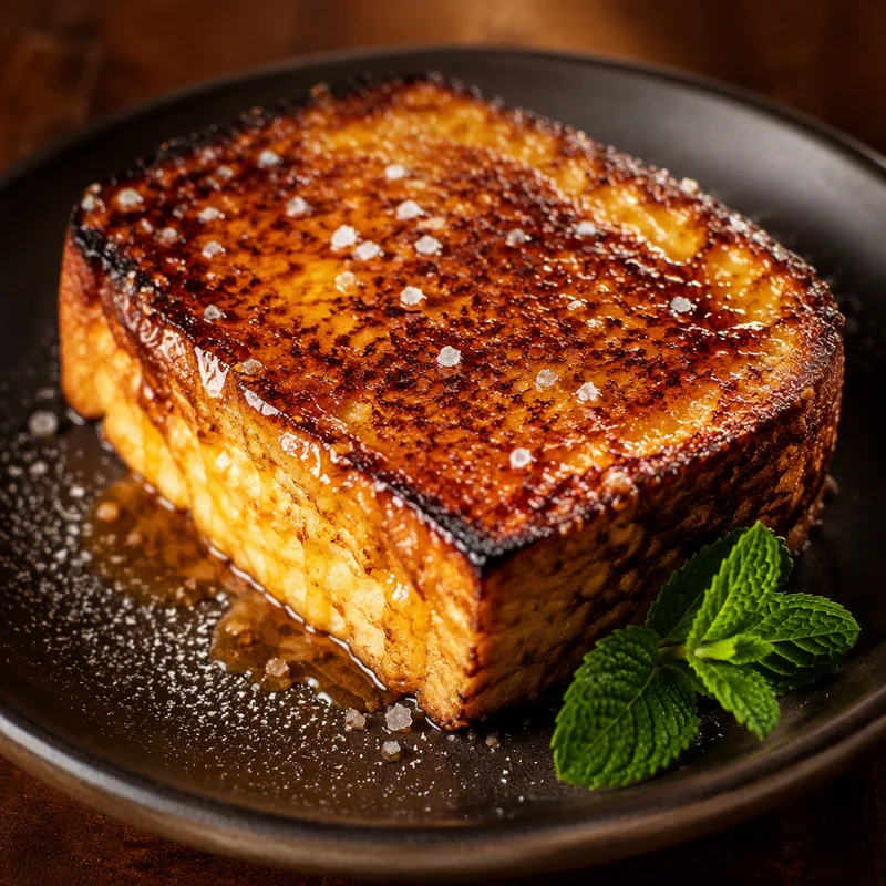 Crème Brûlée French Toast with a Torched Sugar Crust