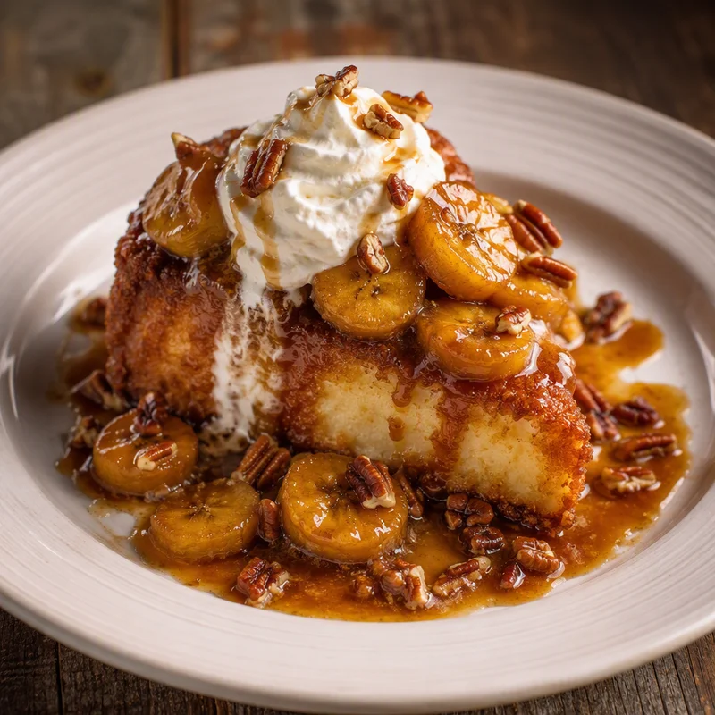 Fried Cheesecake with Caramel Bananas