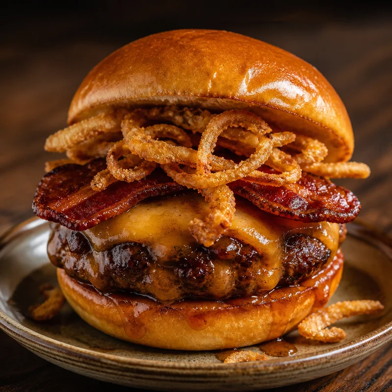 Bourbon Bacon Burger with Quick Brown-Sugar Glaze