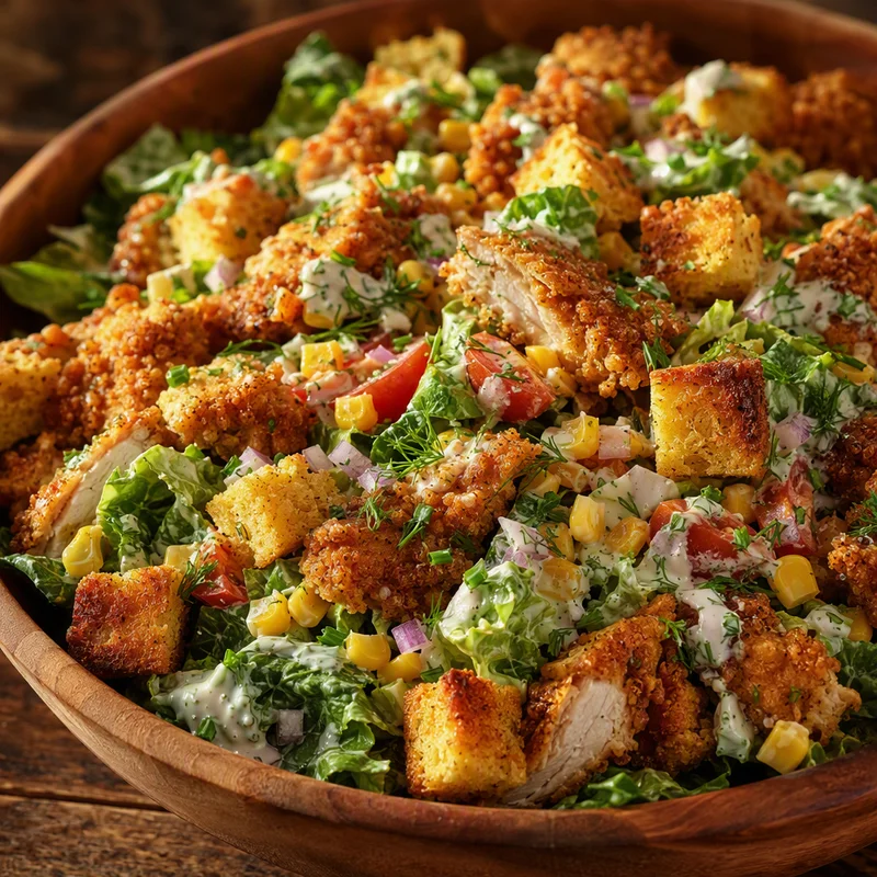 Crispy Chicken and Cornbread Crouton Salad