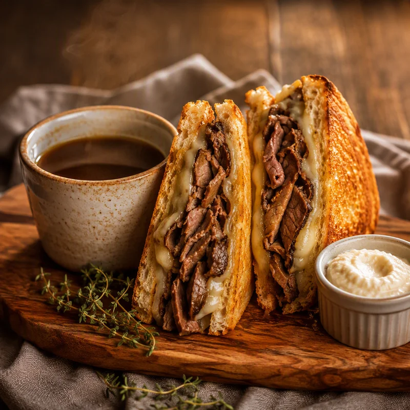 Quick French Dip Sandwiches with Pan Jus