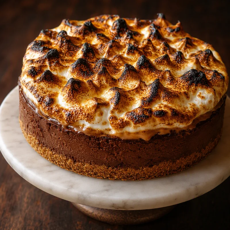 S'mores Cheesecake with Broiler-Charred Marshmallow