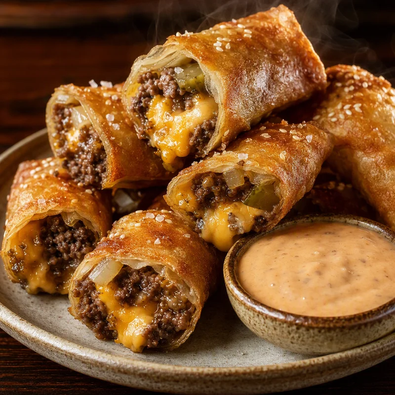 Cheeseburger Spring Rolls with Burger Sauce
