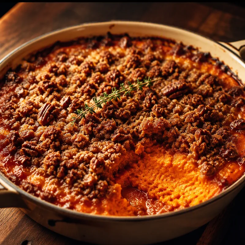 Roasted Sweet Potato Soufflé with Pecan-Brown Sugar Crust