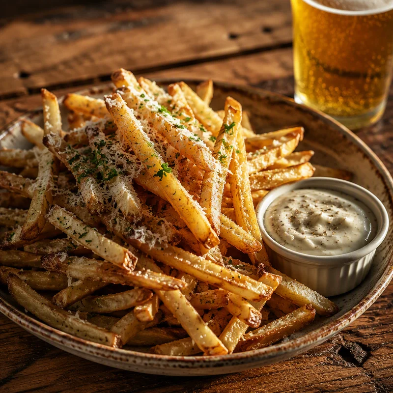 Truffle Parmesan Fries with Truffle Aioli
