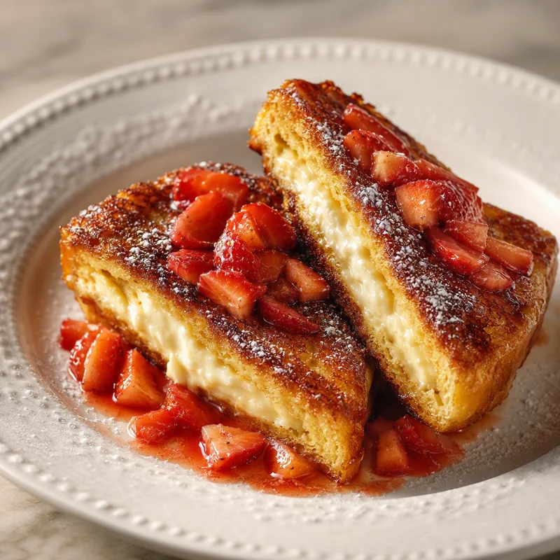 Cream Cheese Stuffed French Toast with Pocket-Cut Brioche