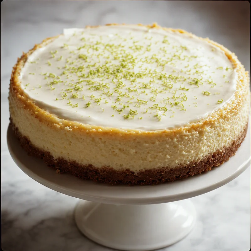 Key Lime Cheesecake with Graham Crust and Sour Cream Top