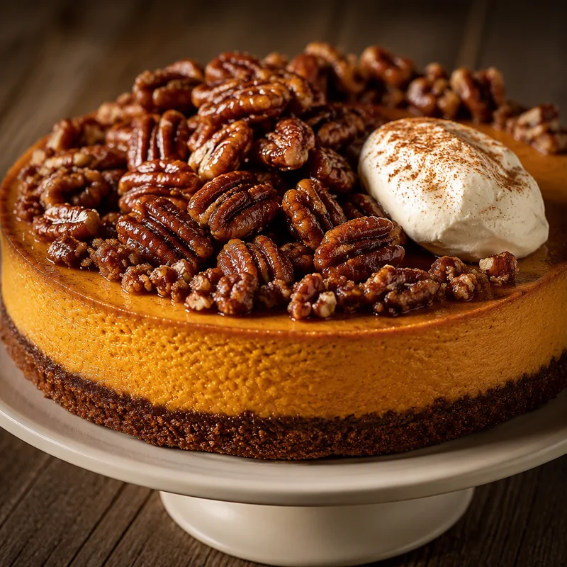 Pumpkin Cheesecake with Gingersnap Crust