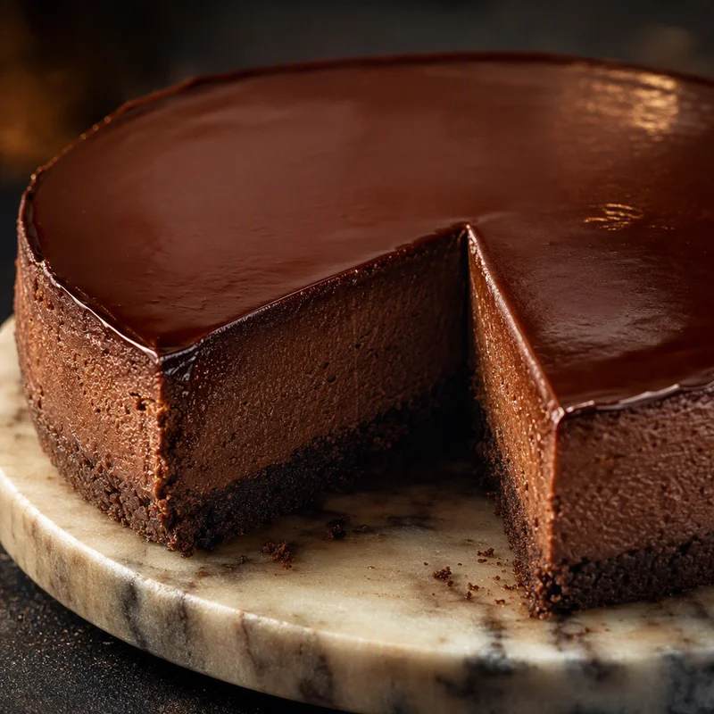 Dark Chocolate Cheesecake with a Cookie Crust