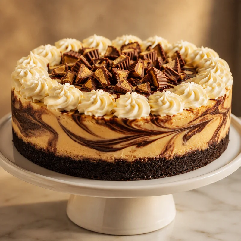 Peanut Butter Cup Cheesecake with Fudge Ripple