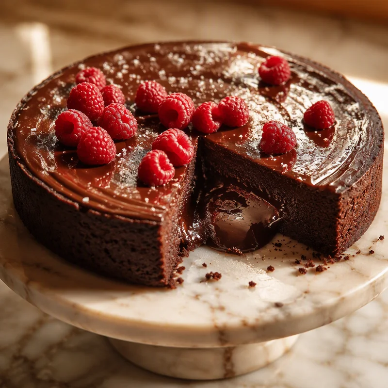 One-Bowl Flourless Chocolate Cake with a Truffle Center