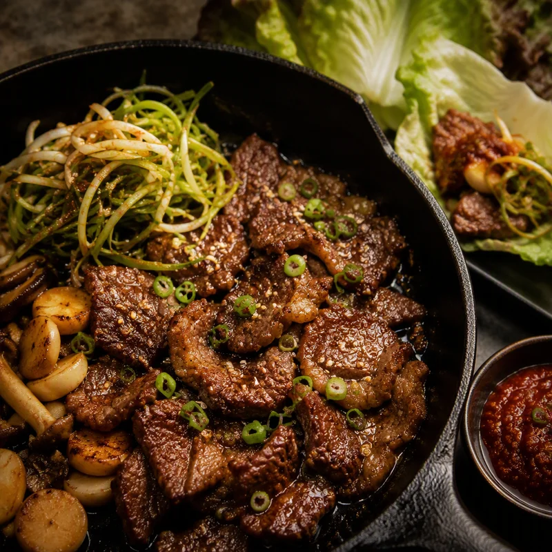 Cast-Iron Korean BBQ Ribeye Lettuce Wraps