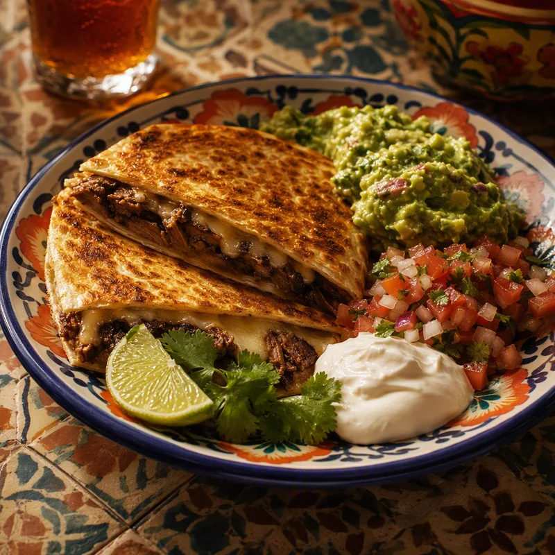 Griddled Brisket Quesadillas with Quick Guac and Pico