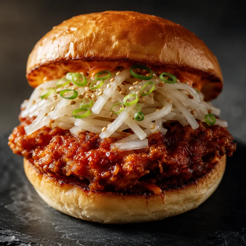 Korean Fried Chicken Burger with Gochujang Mayo