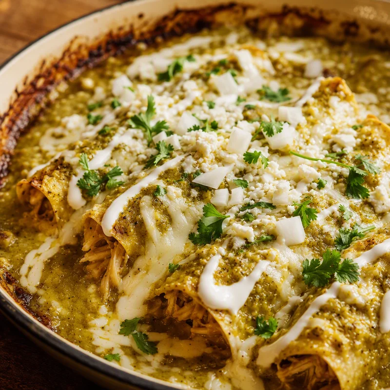 Chicken Enchiladas Verdes with Blender Tomatillo Salsa